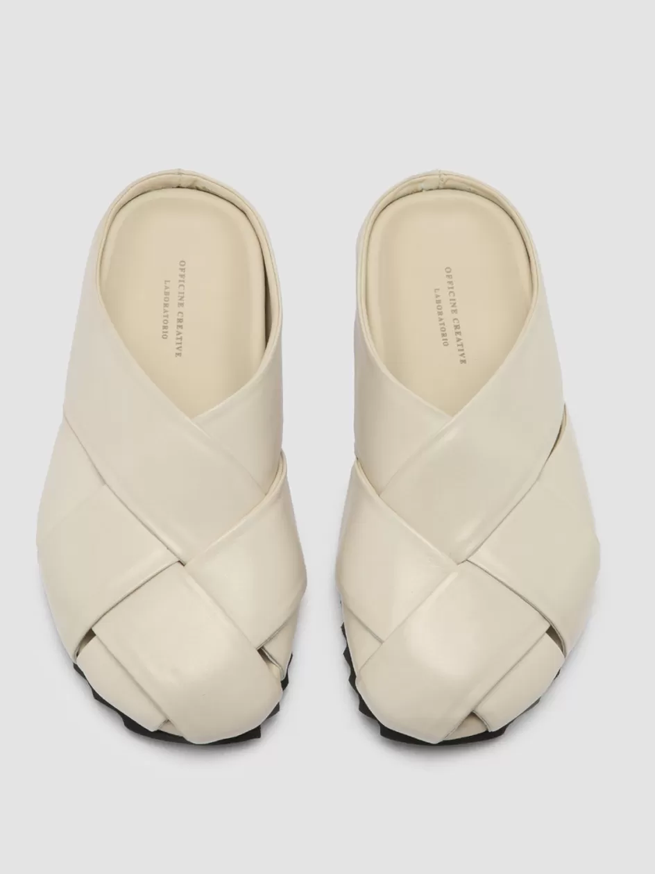 Officine Creative Sandals | Mules>PELAGIE 018 - White Leather Mule Sandals NEBBIA