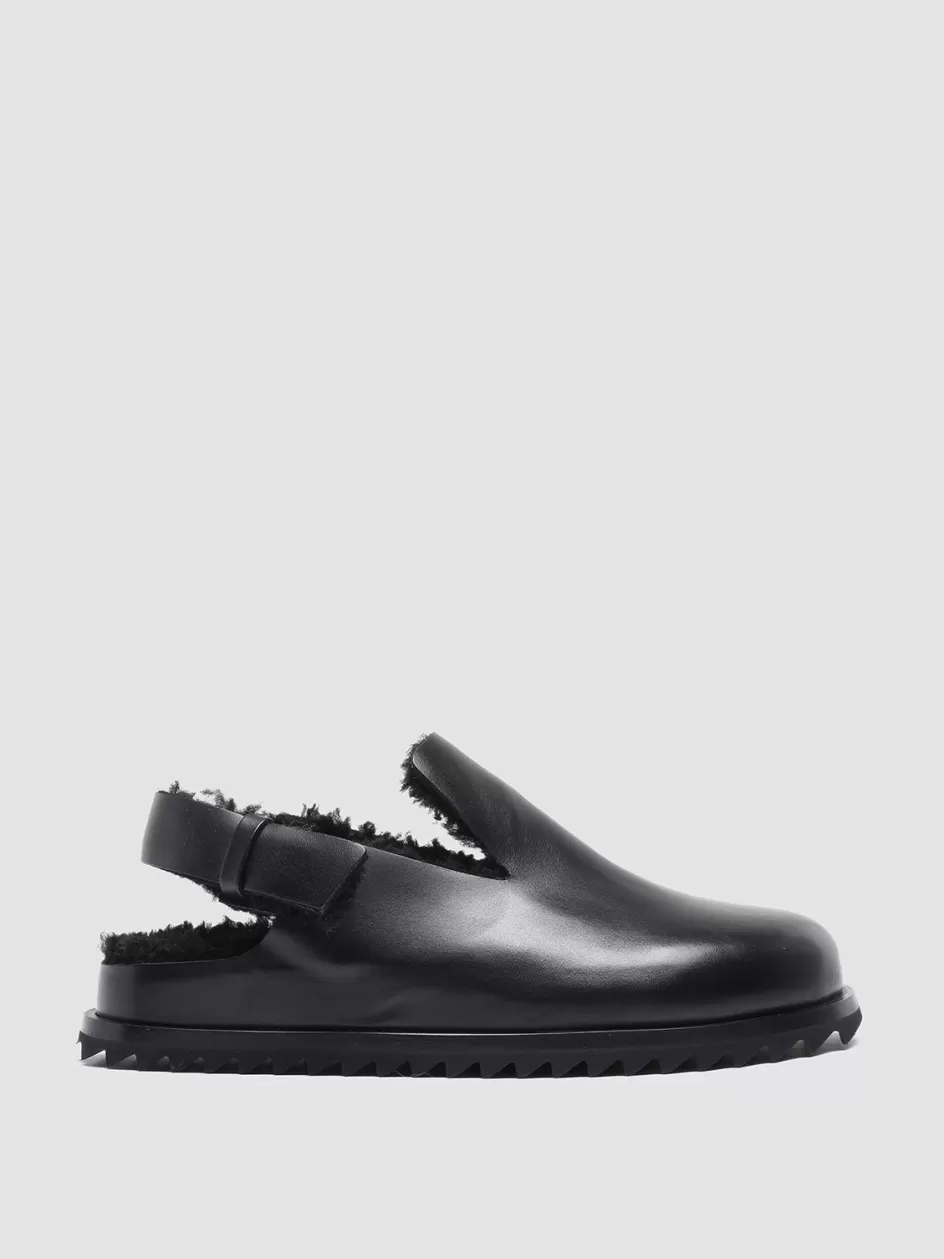 Officine Creative Sandals | Mules>PELAGIE D’HIVER 004 - Leather And Shearling Slingback Pumps BLACK