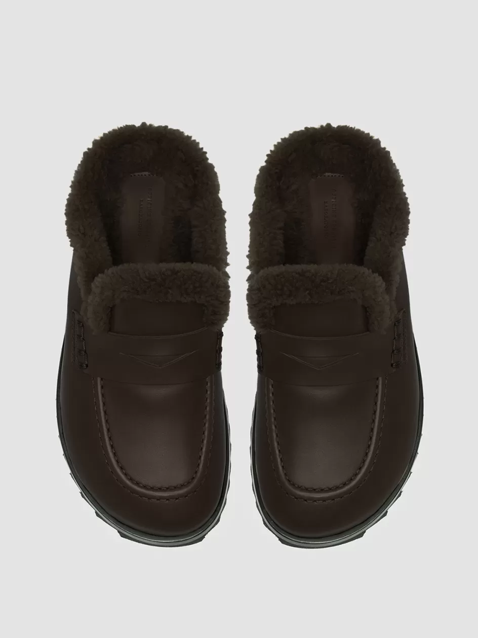 Officine Creative Sandals | Mules>PELAGIE D’HIVER 007 - Leather And Shearling Mules BROWN