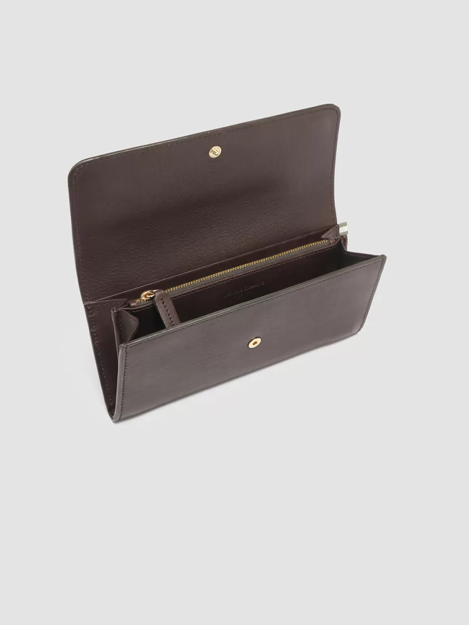 Officine Creative Wallets>POCHE 09 - Brown Nappa Leather Wallet TRUFFLE