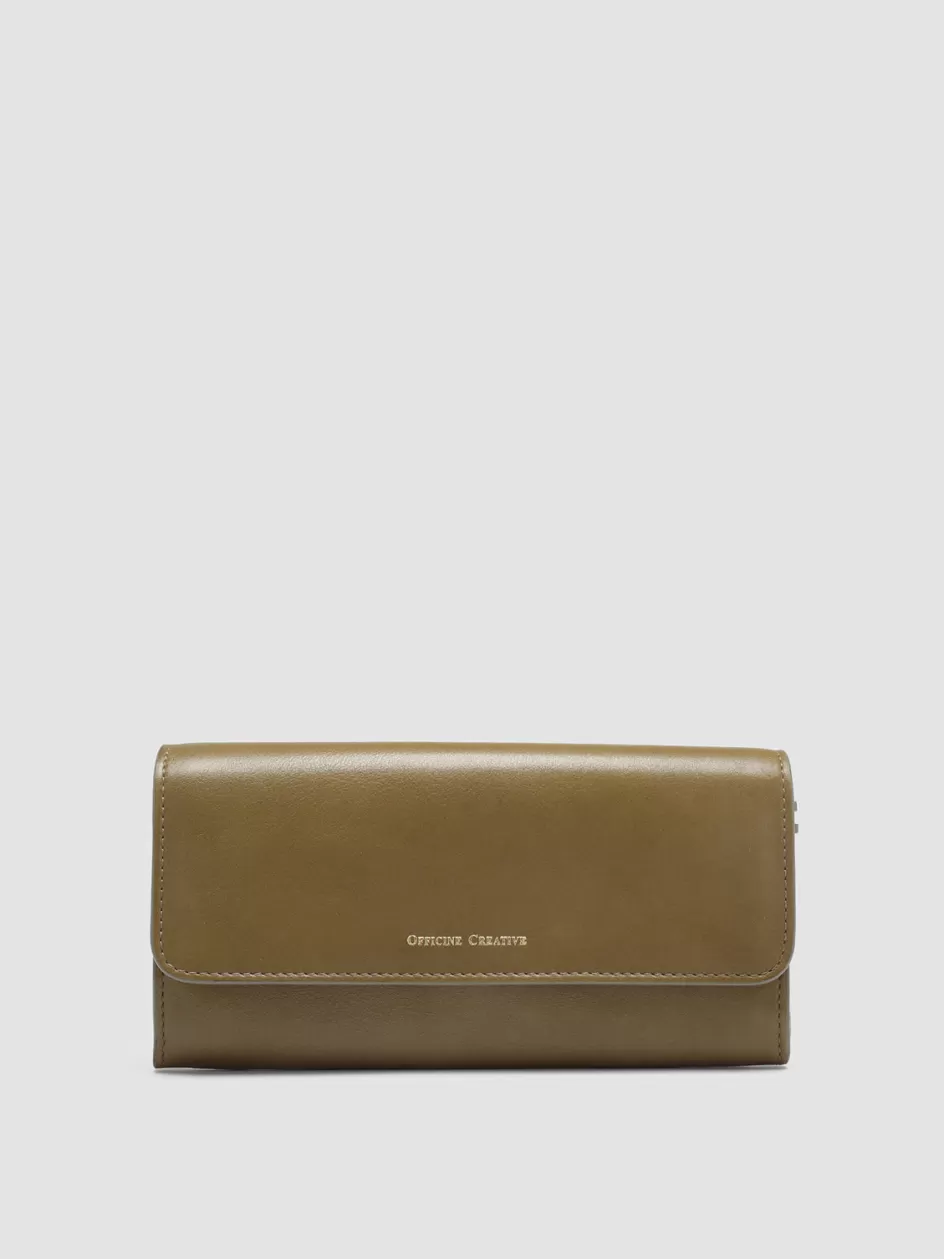 Officine Creative Wallets>POCHE 09 - Green Nappa Leather Wallet FIR GREEN