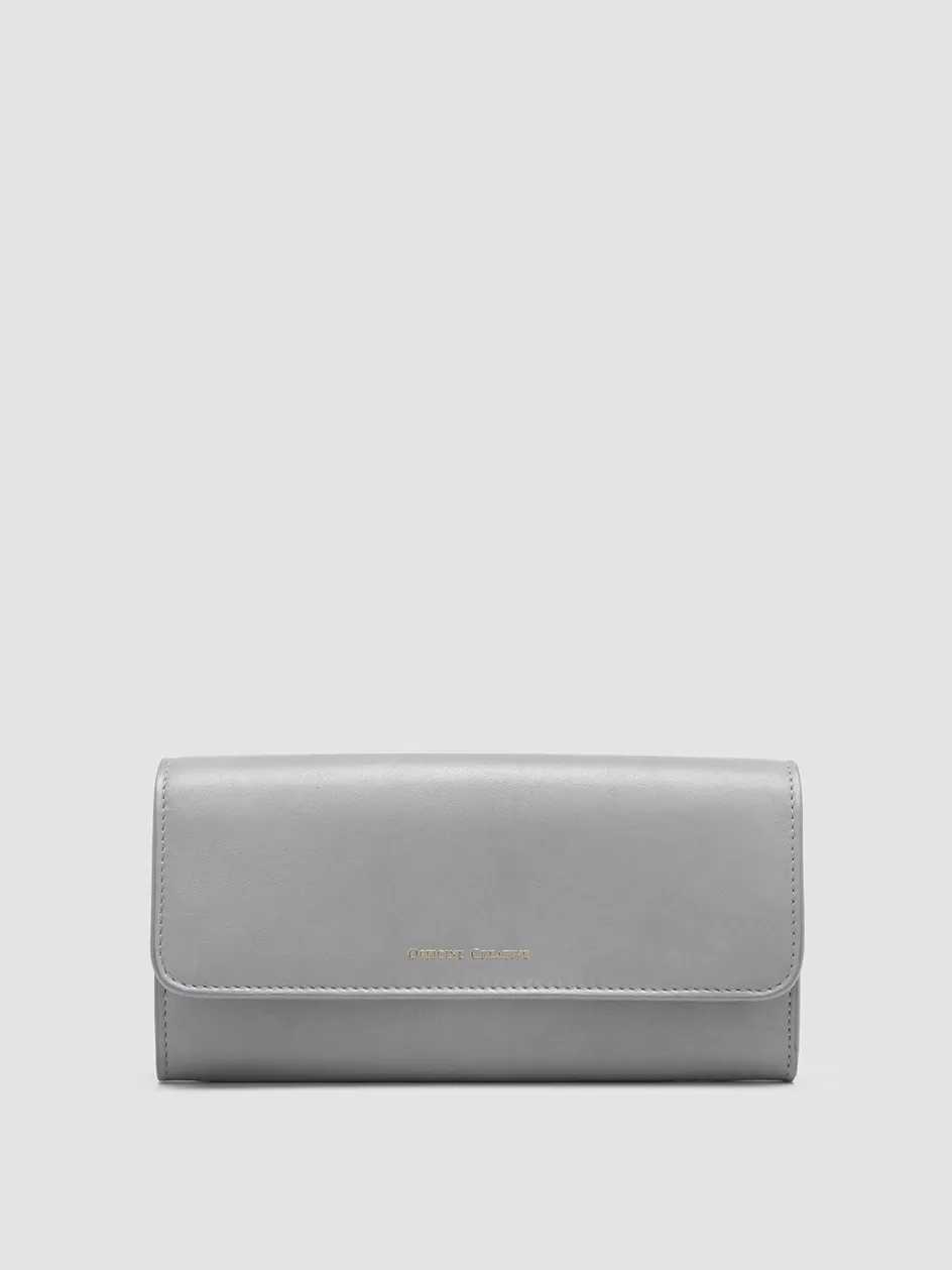 Officine Creative Wallets>POCHE 09 - Grey Leather Wallet GULL