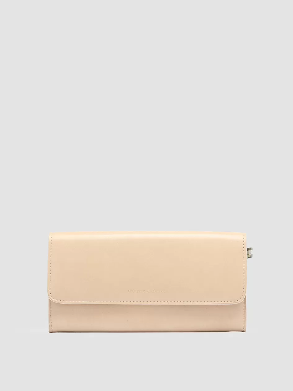 Officine Creative Wallets>POCHE 09 - Ivory Nappa Leather Wallet OAT MILK