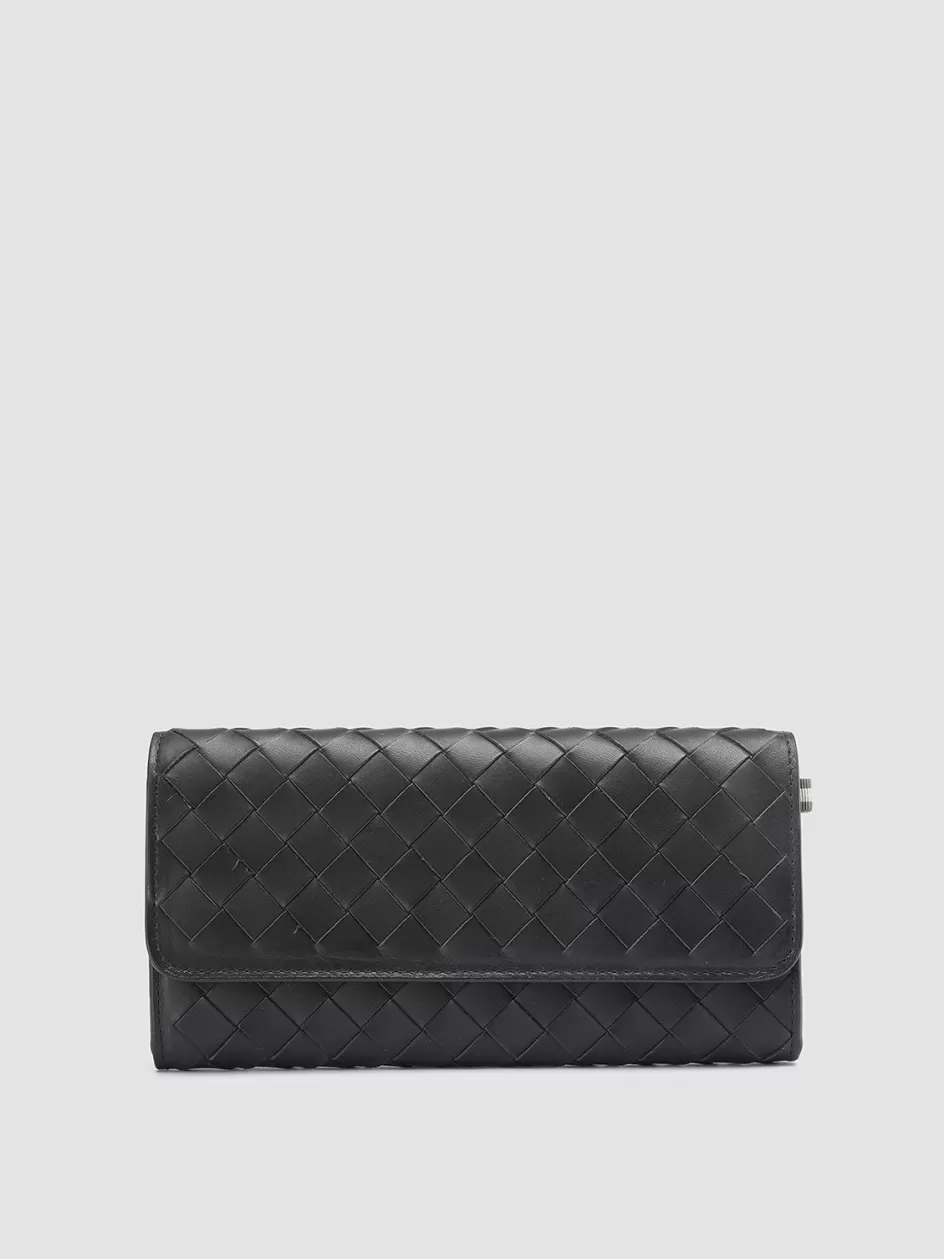 Officine Creative Woven Leather Selection | Wallets>POCHE 109 - Woven Leather Wallet BLACK