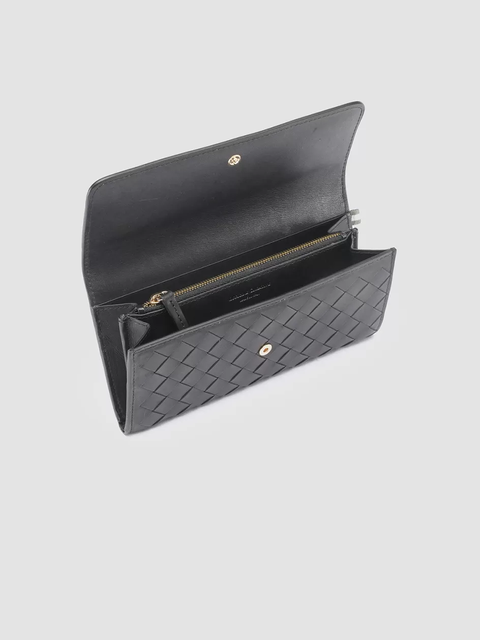 Officine Creative Woven Leather Selection | Wallets>POCHE 109 - Woven Leather Wallet BLACK