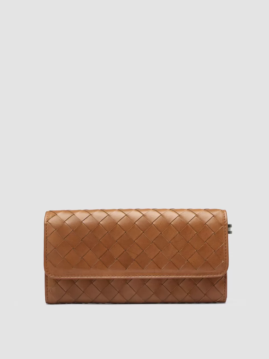 Officine Creative Woven Leather Selection | Wallets>POCHE 109 - Brown Woven Leather Wallet SANTIAGO