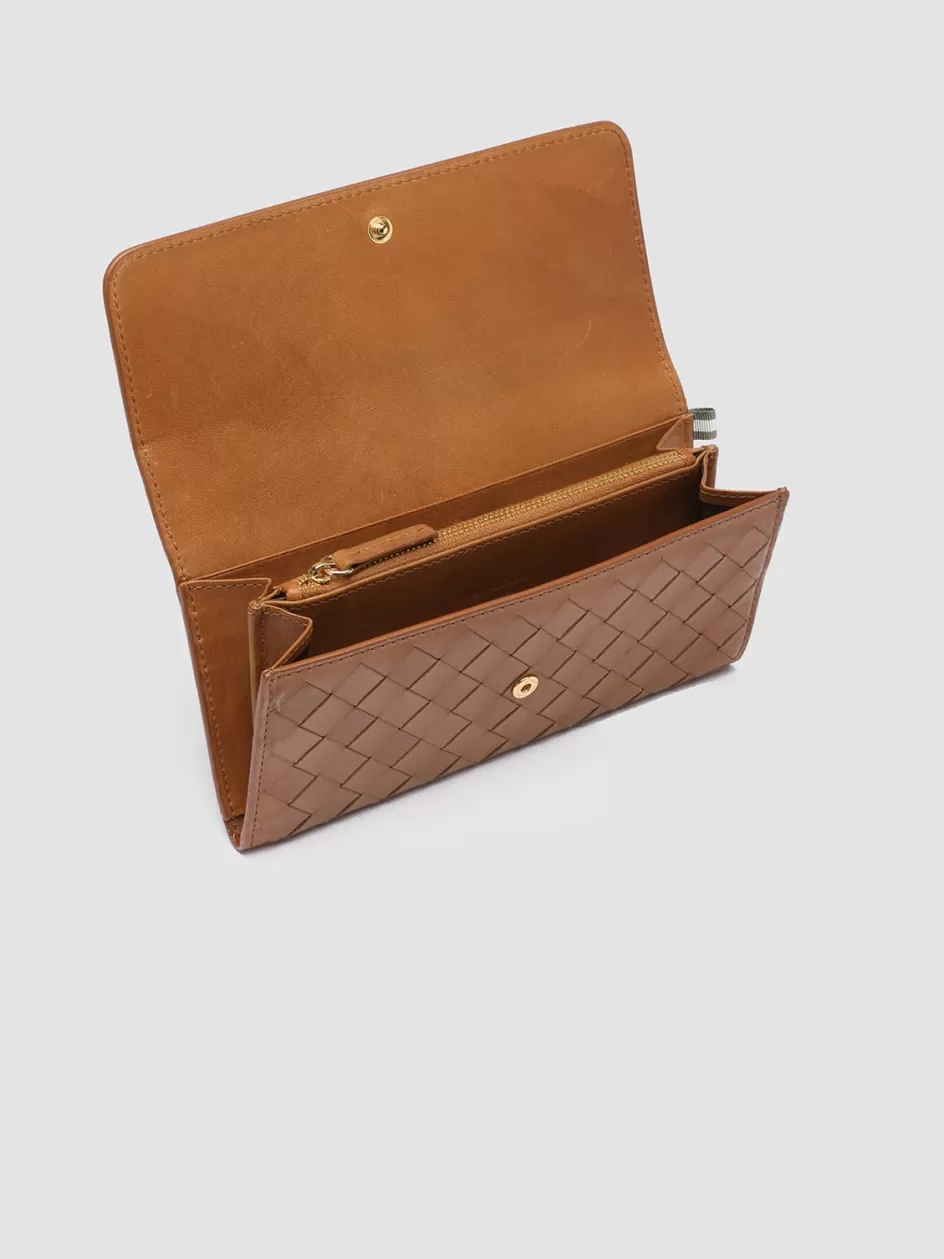 Officine Creative Woven Leather Selection | Wallets>POCHE 109 - Brown Woven Leather Wallet SANTIAGO