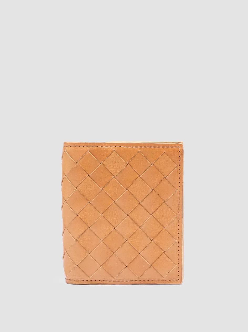 Officine Creative Woven Leather Selection | Wallets>POCHE 111 - Brown Woven Leather Bifold Wallet BOSCO