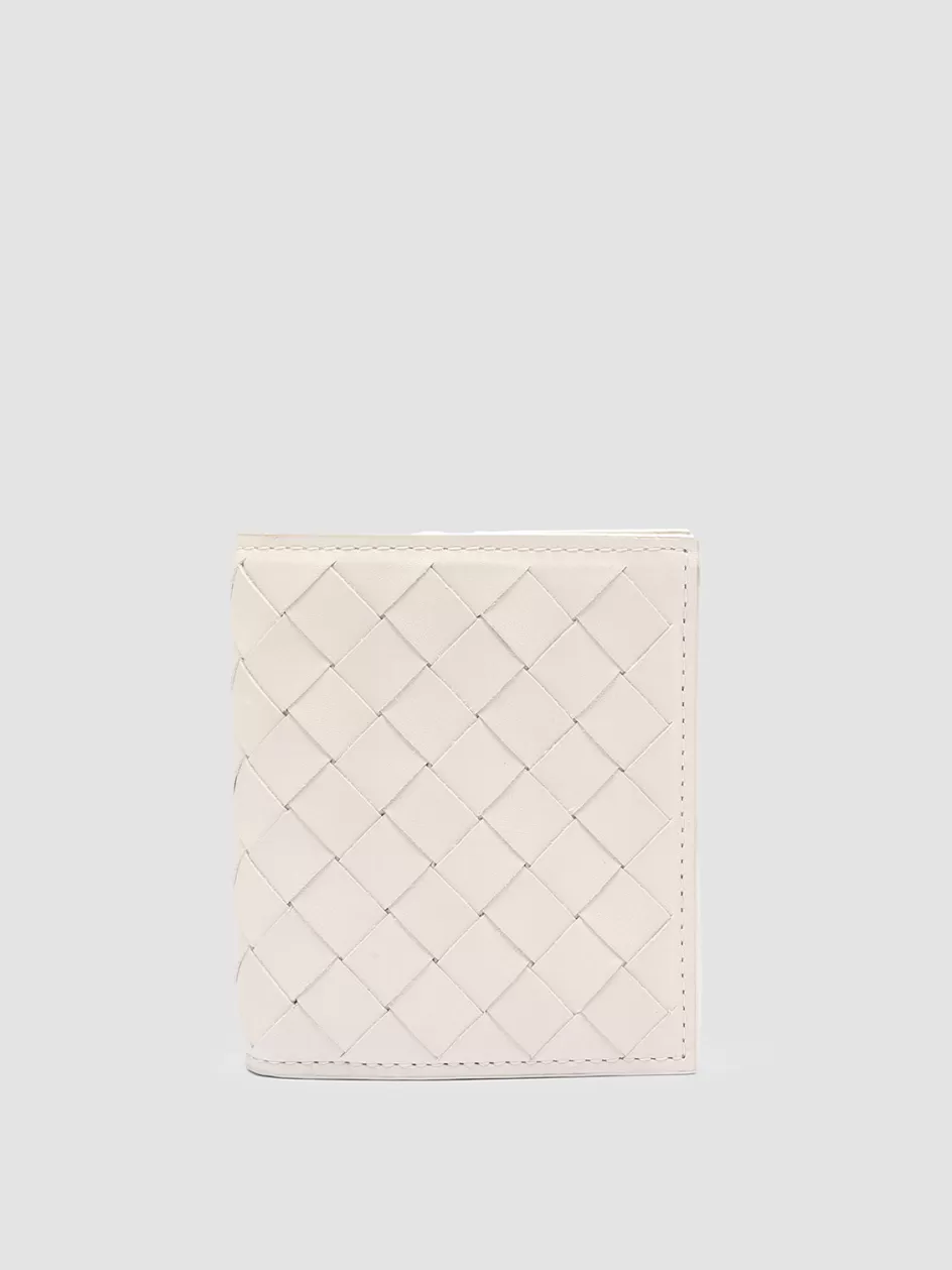 Officine Creative Woven Leather Selection | Wallets>POCHE 111 - White Woven Leather Bifold Wallet OFF WHITE