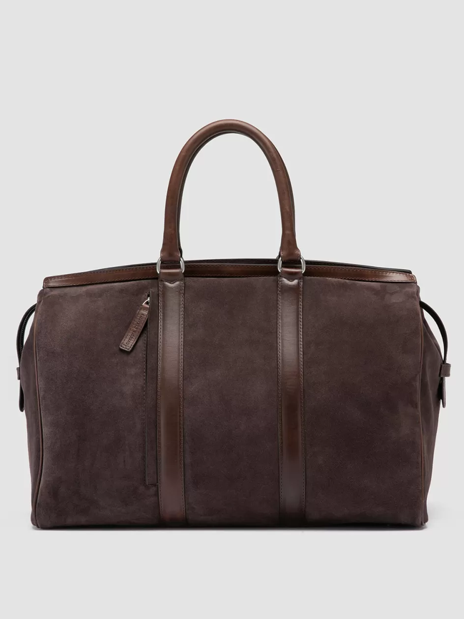 Officine Creative Icons | Bags>QUENTIN 009 - Brown Suede And Leather Bag LICORICE/COFFEE