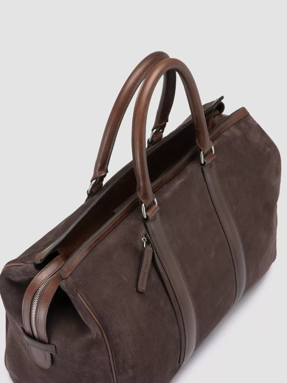 Officine Creative Icons | Bags>QUENTIN 009 - Brown Suede And Leather Bag LICORICE/COFFEE