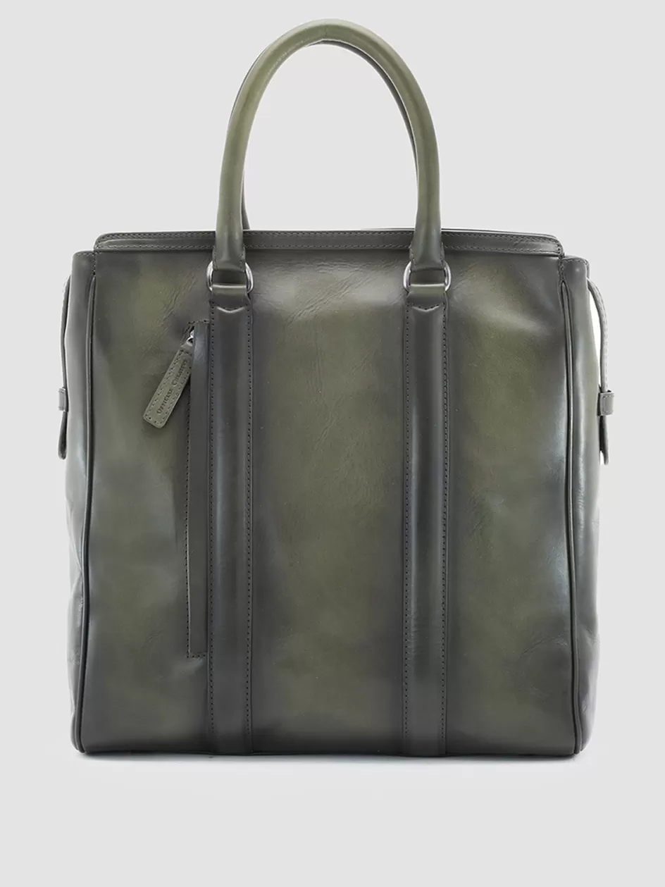 Officine Creative Bags>QUENTIN 02 - Green Leather Hand Bag DEPHTS