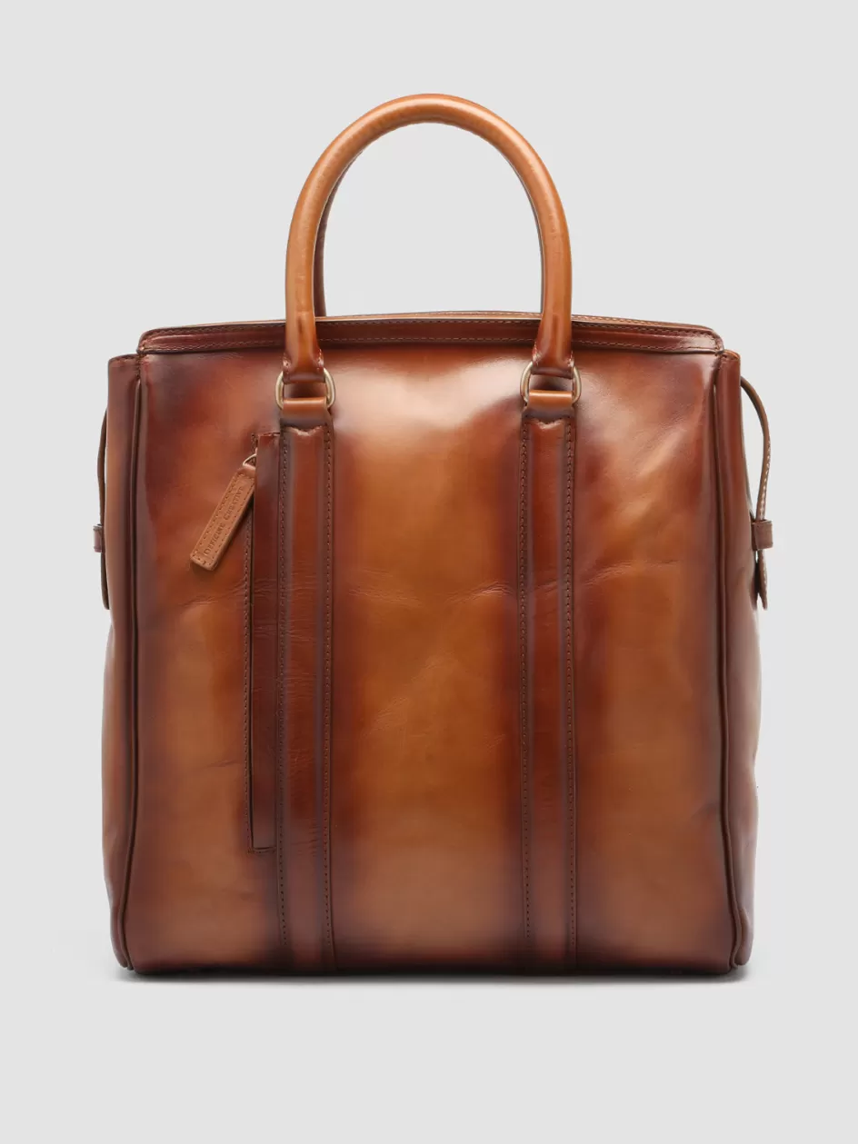 Officine Creative Bags>QUENTIN 02 - Leather Hand Bag TAN