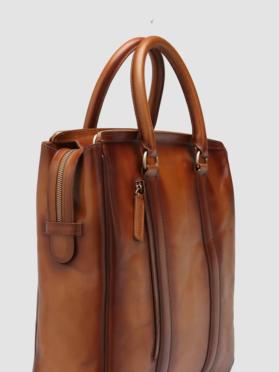 Officine Creative Bags>QUENTIN 02 - Leather Hand Bag TAN