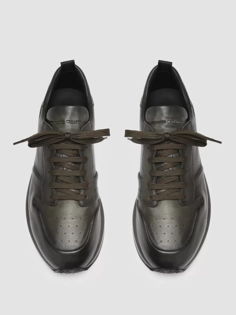 Officine Creative Sneakers>RACE LUX 003 - Green Airbrushed Leather Sneakers BOSCO