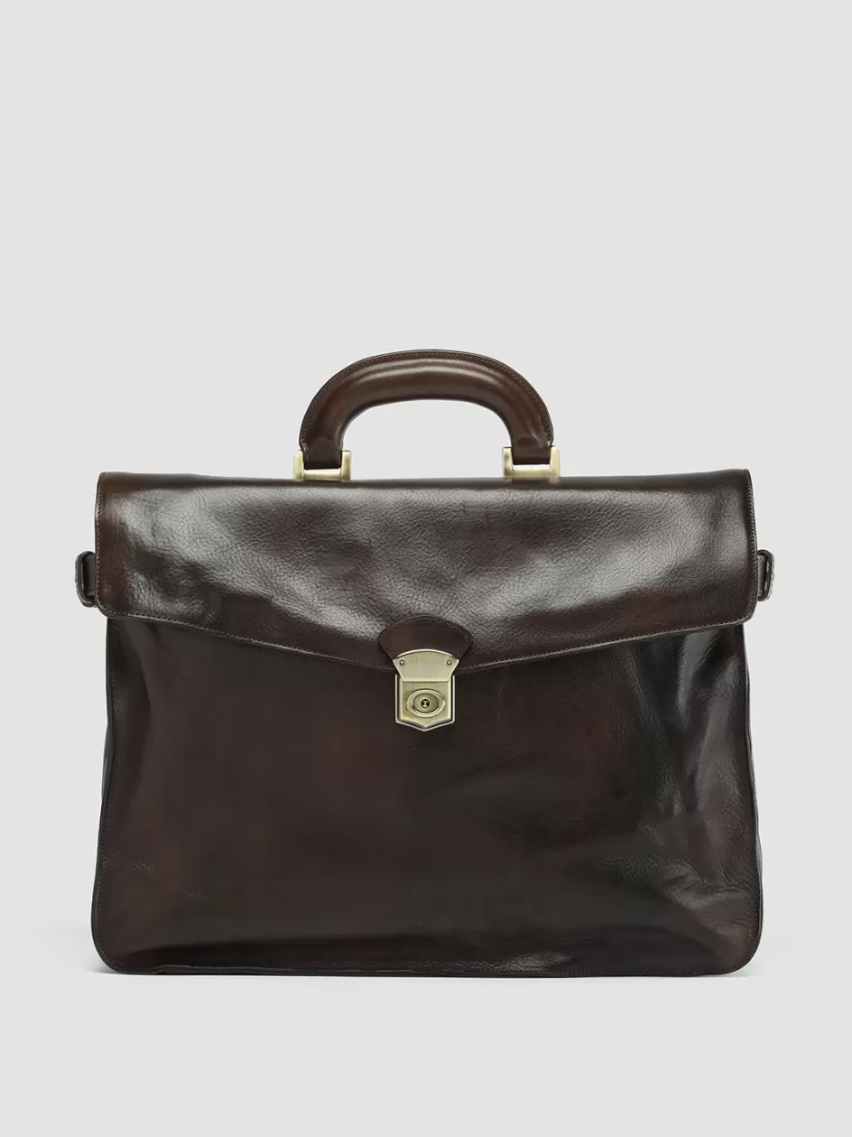 Officine Creative Icons | Bags>RARE 036 - Brown Leather Briefcase MORO