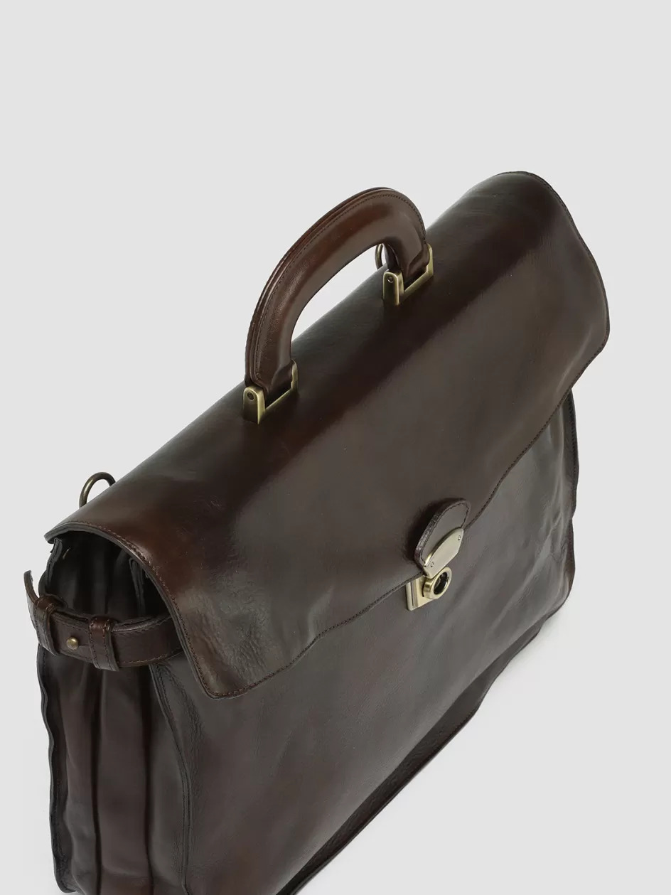 Officine Creative Icons | Bags>RARE 036 - Brown Leather Briefcase MORO