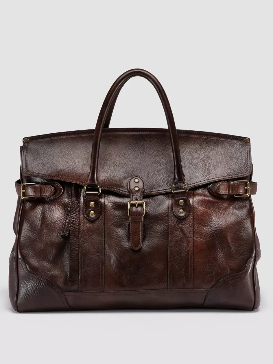 Officine Creative Icons | Bags>RARE 042 - Brown Leather Weekender DARK BROWN