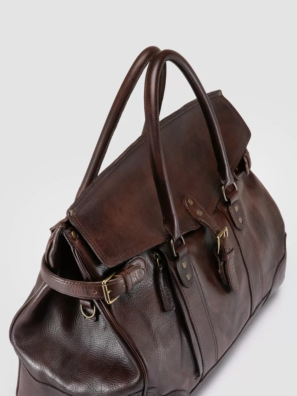 Officine Creative Icons | Bags>RARE 042 - Brown Leather Weekender DARK BROWN