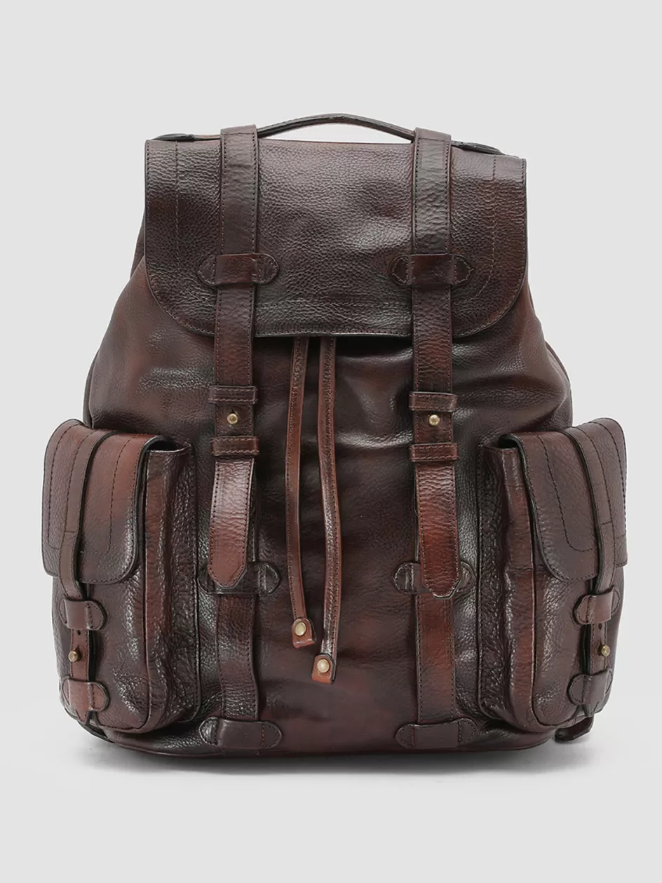 Officine Creative Icons | Backpacks>RARE 27 - Brown Leather Backpack DARK BROWN