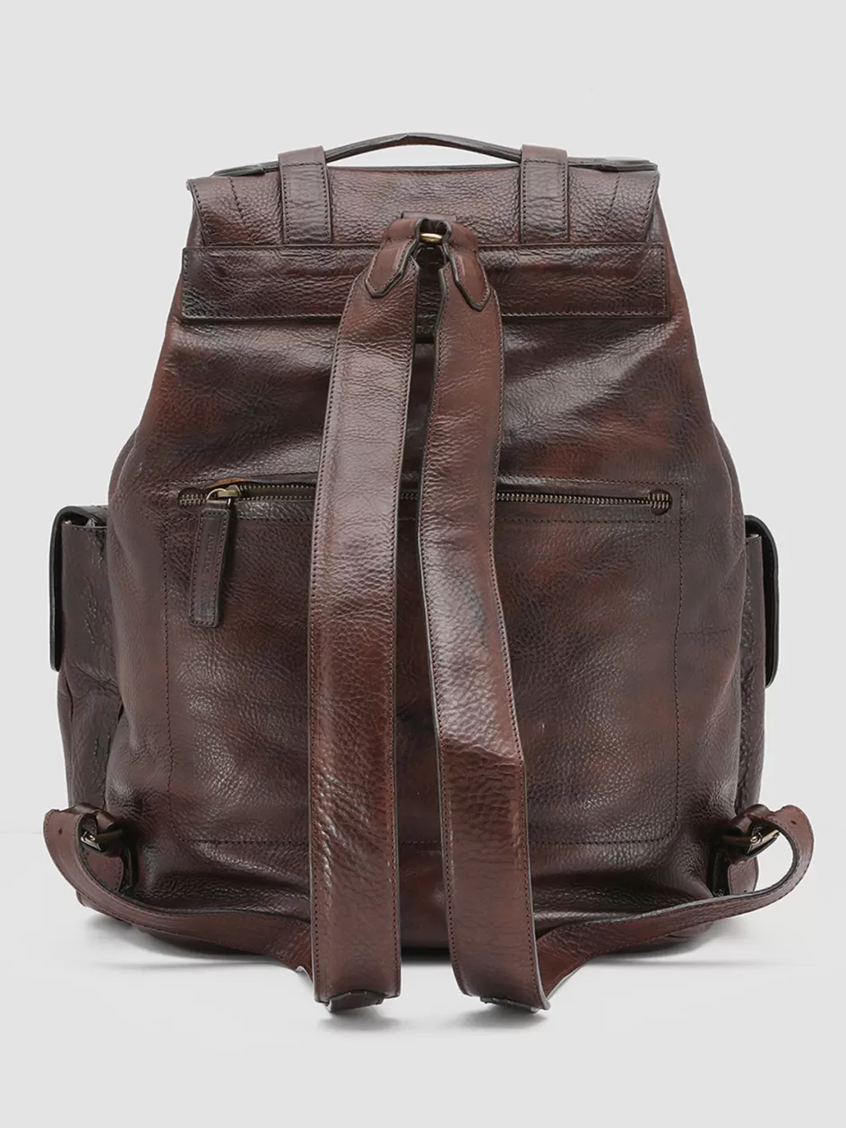 Officine Creative Icons | Backpacks>RARE 27 - Brown Leather Backpack DARK BROWN