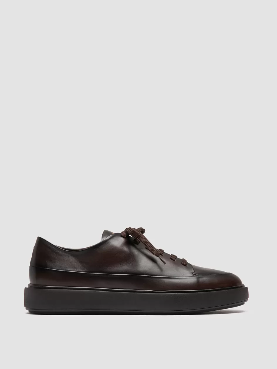 Officine Creative Sneakers>RELEASE 001 - Brown Leather Low Top Sneakers MORO