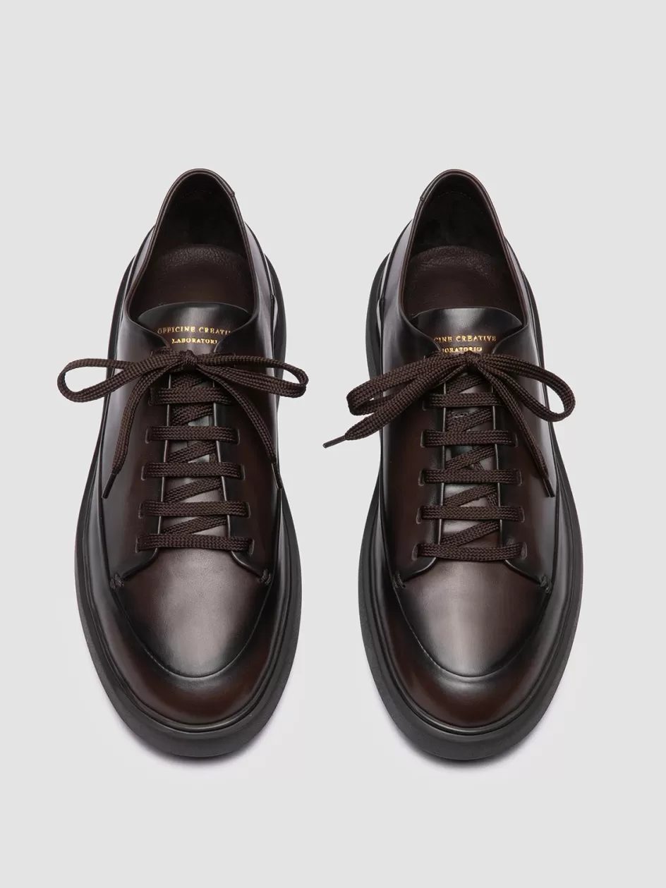 Officine Creative Sneakers>RELEASE 001 - Brown Leather Low Top Sneakers MORO