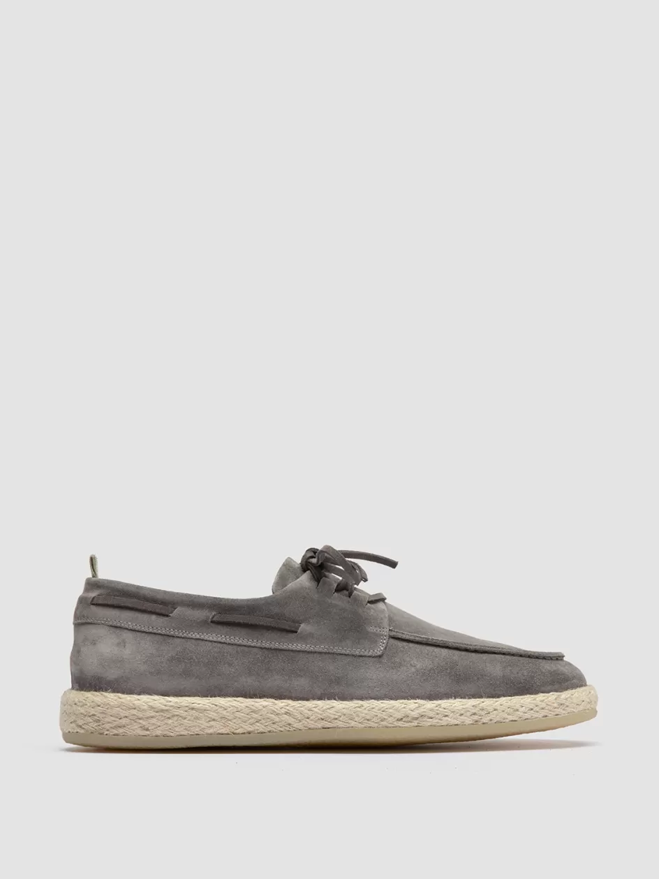 Officine Creative Loafers | Formal Shoes>ROPED 005 - Grey Suede Boat Shoes NEBBIA