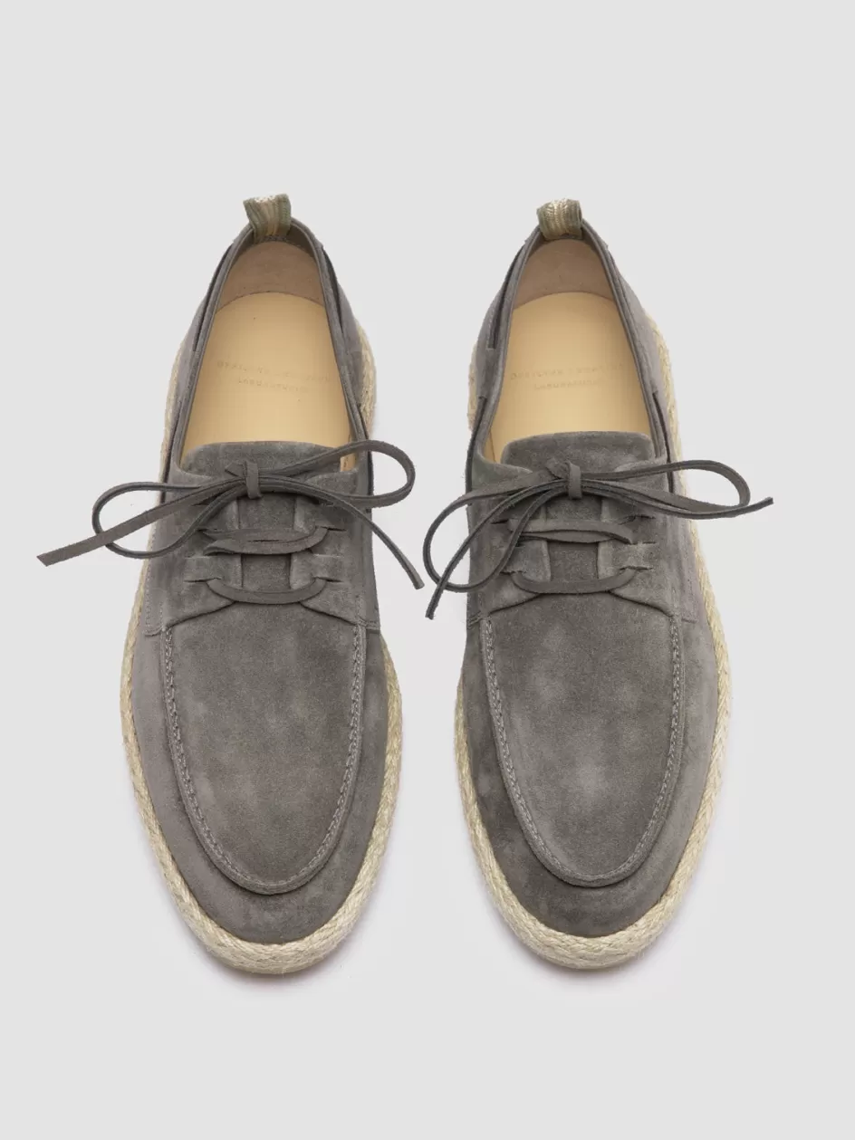 Officine Creative Loafers | Formal Shoes>ROPED 005 - Grey Suede Boat Shoes NEBBIA