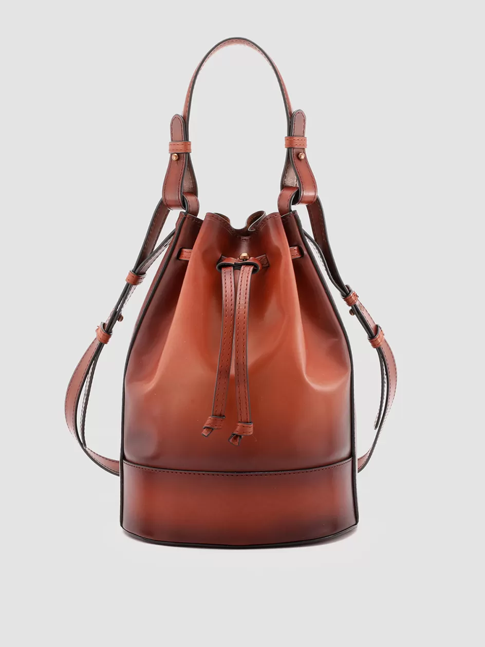 Officine Creative Bags>SADDLE 08 - Brown Leather Bucket Bag RHUM