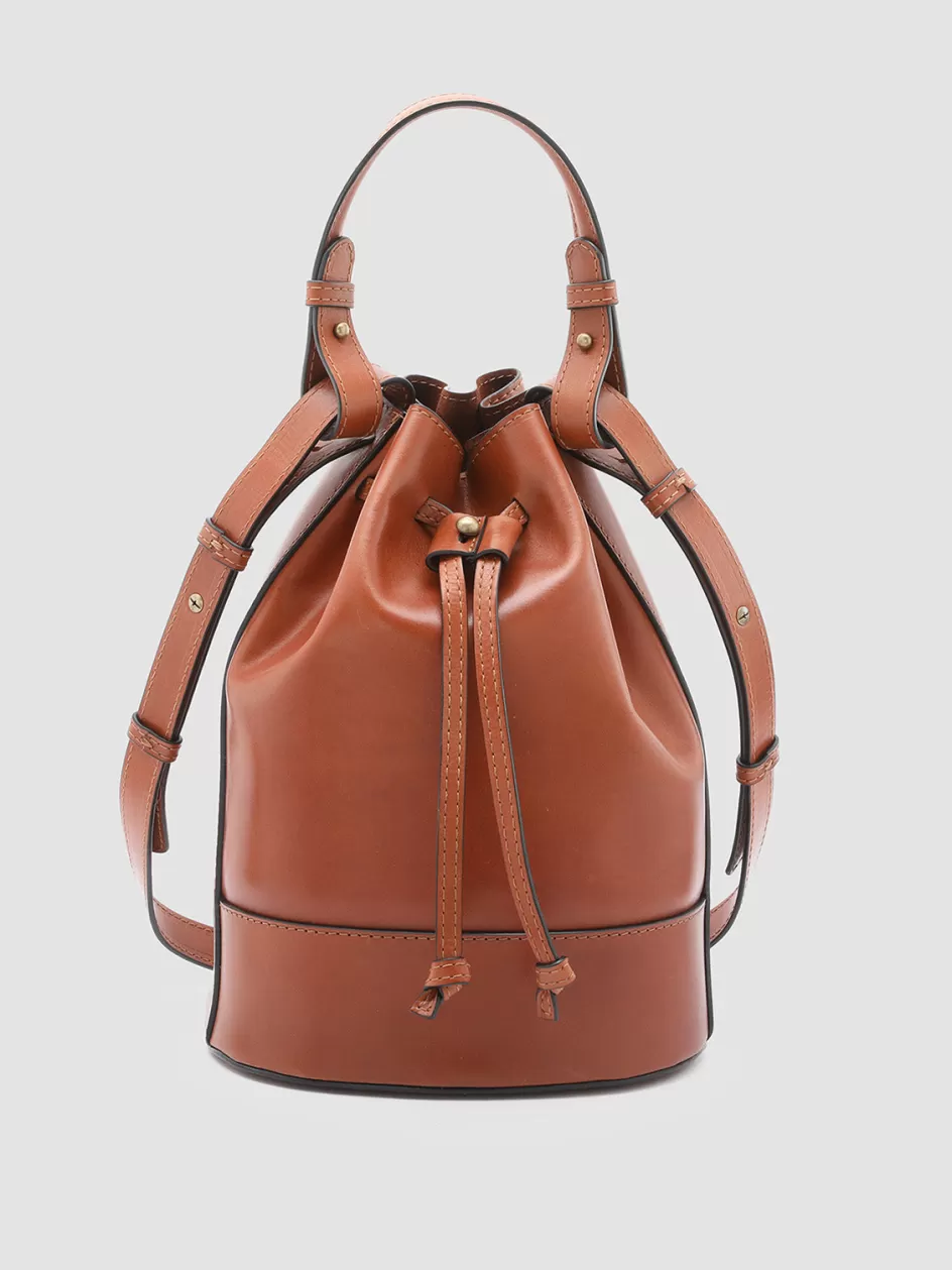 Officine Creative Bags>SADDLE 08 - Brown Leather Bucket Bag COTTO