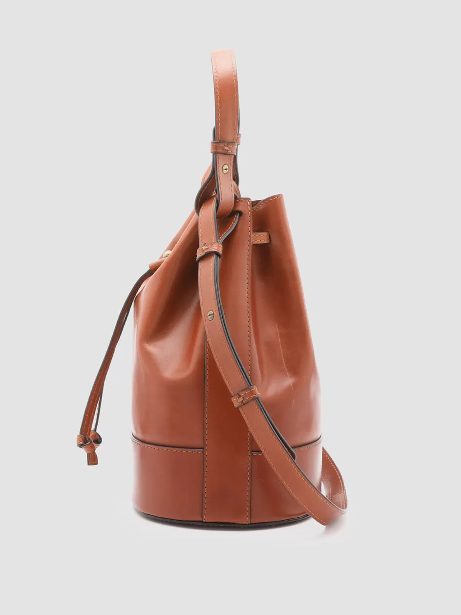 Officine Creative Bags>SADDLE 08 - Brown Leather Bucket Bag COTTO