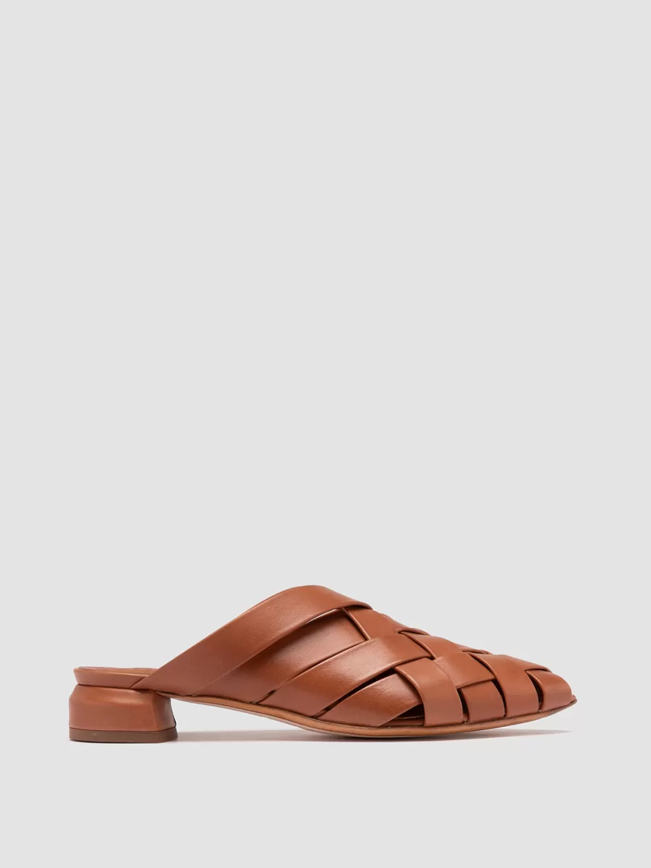 Officine Creative Sandals | Mules>SAGE 105 - Brown Leather Mule Sandals RHUM