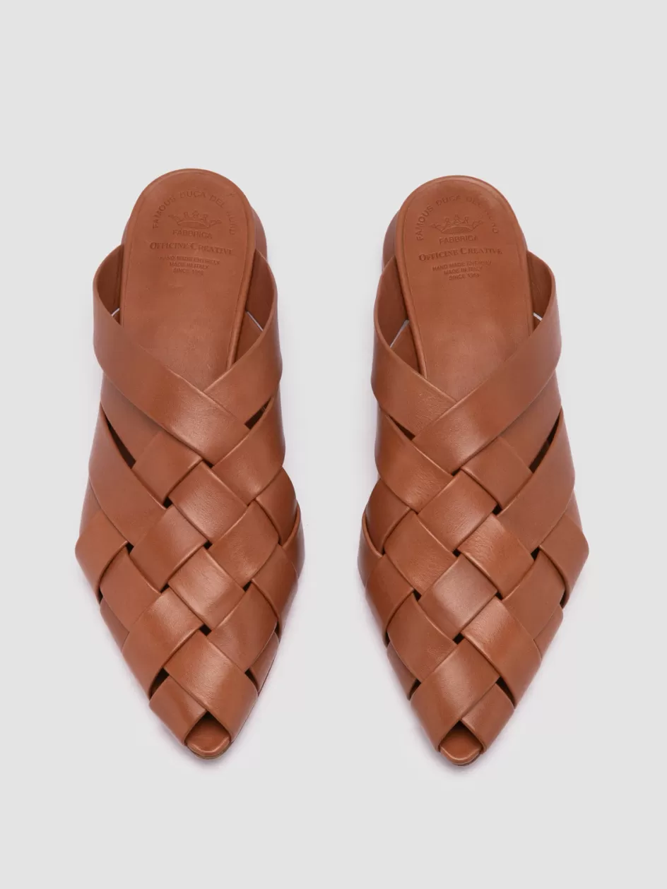 Officine Creative Sandals | Mules>SAGE 105 - Brown Leather Mule Sandals RHUM