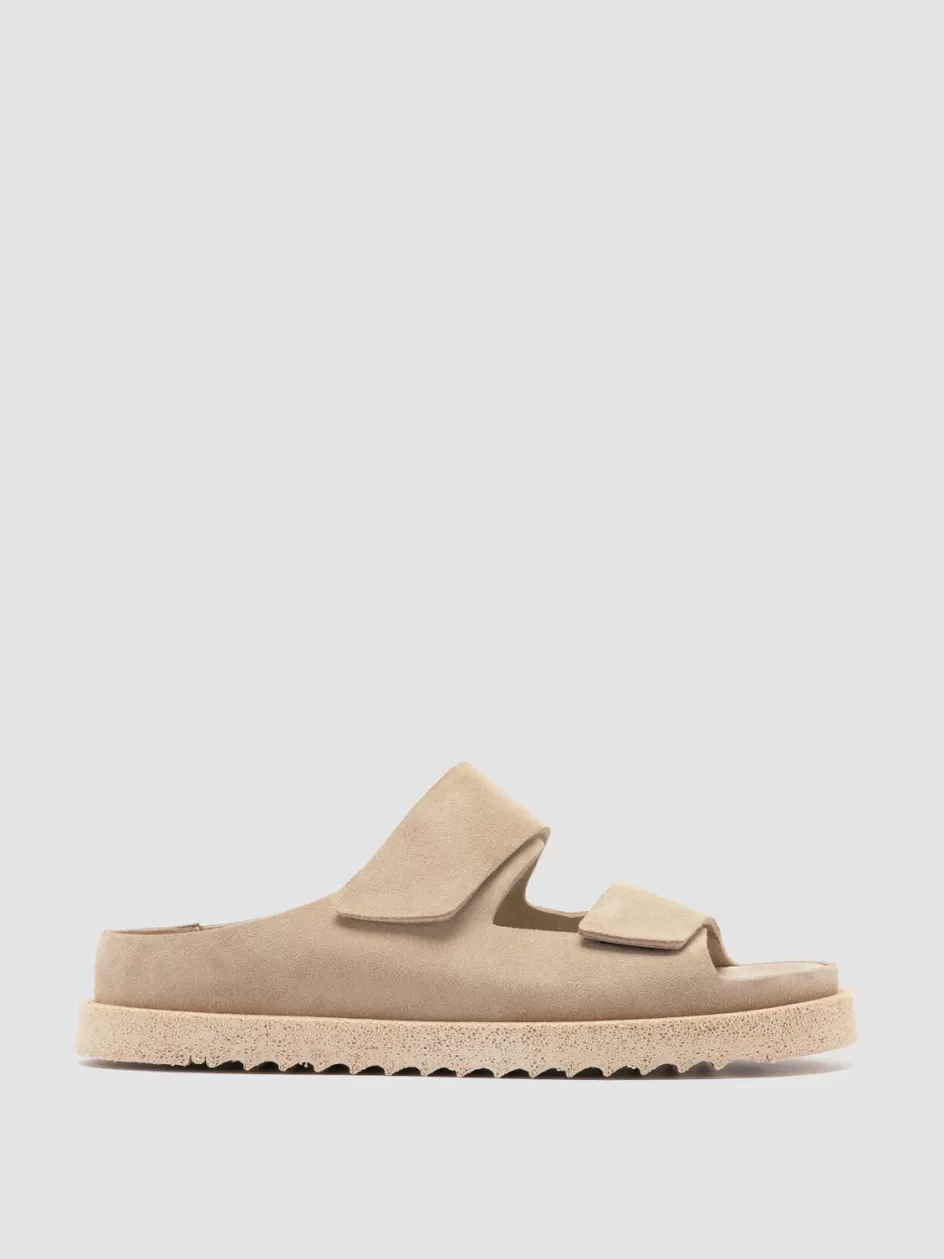 Officine Creative Suede Selection | Sandals>SANDS 105 - Ivory Suede Slide Sandals NUDE SPRING