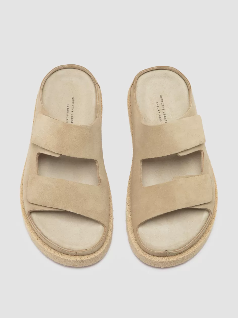 Officine Creative Suede Selection | Sandals>SANDS 105 - Ivory Suede Slide Sandals NUDE SPRING