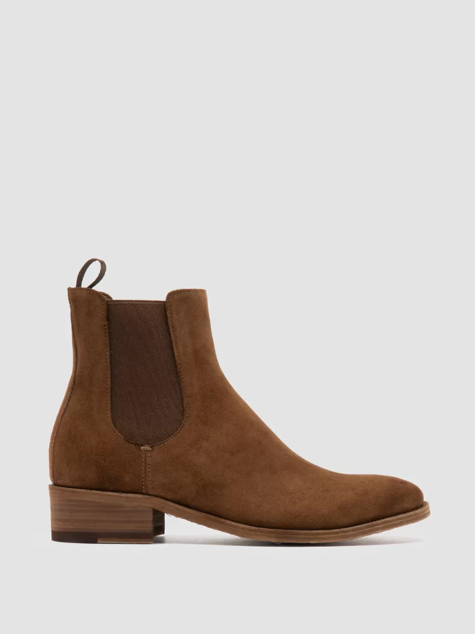 Officine Creative Suede Selection | Boots & Booties>SELINE 029 - Brown Suede Chelsea Boots DARK BROWN