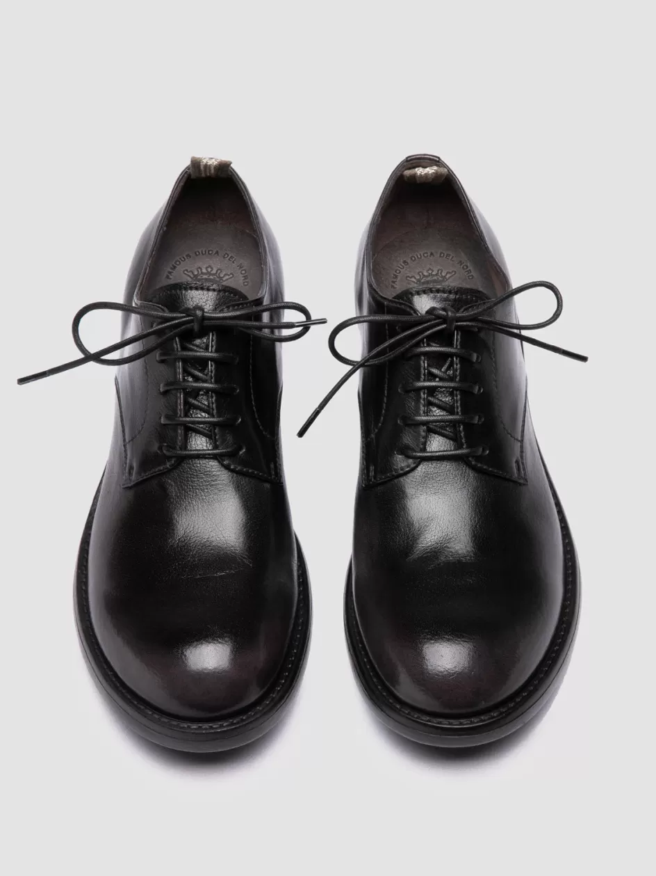 Officine Creative Derbies & Oxfords | Dress Shoes>SERGEANT 101 - Black Leather Derby Shoes CAVIAR/SUPERNERO                                  