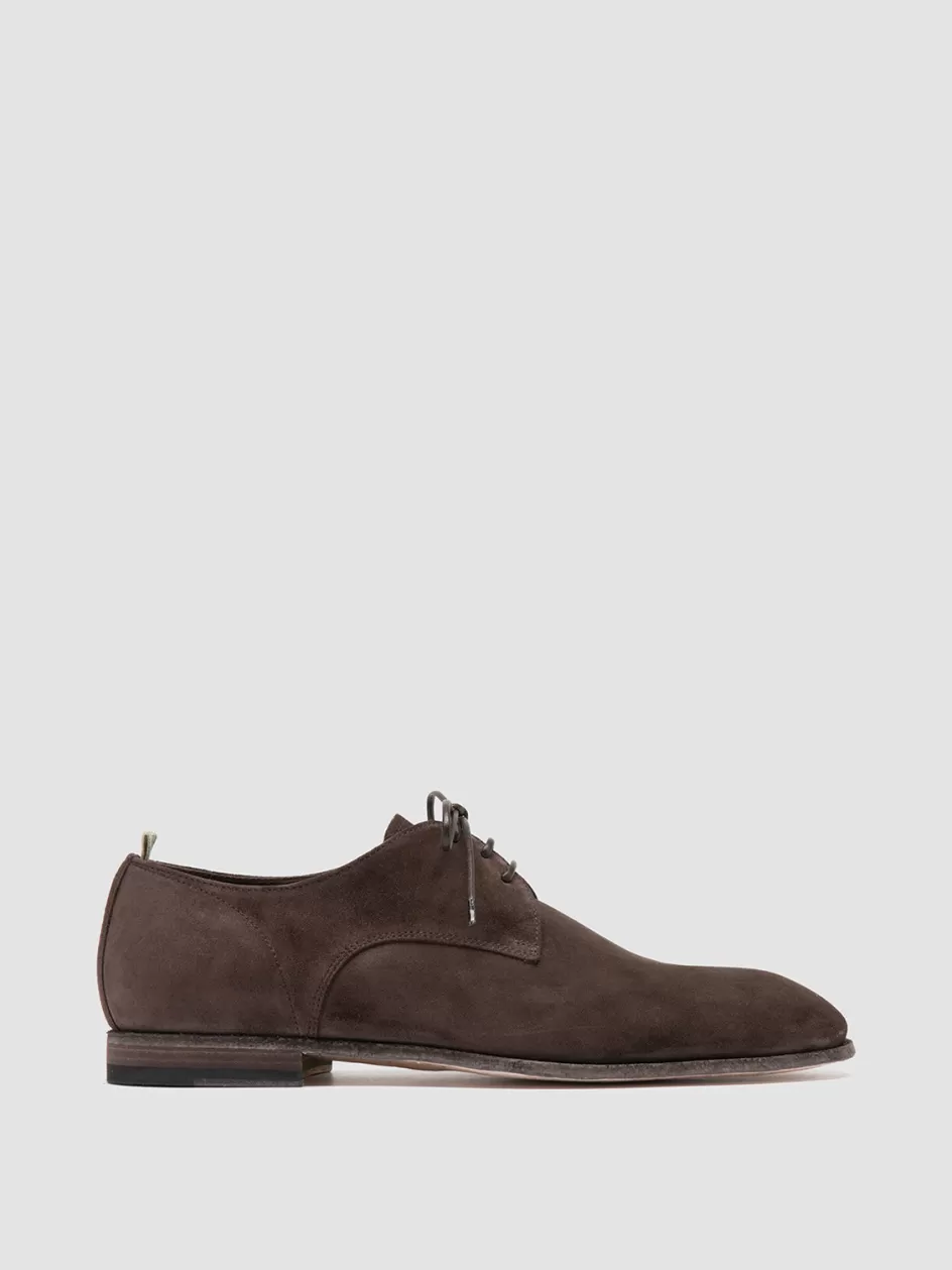 Officine Creative Suede Selection | Derbies>SOLITUDE 002 - Brown Suede Derby Shoes TESTA DI MORO