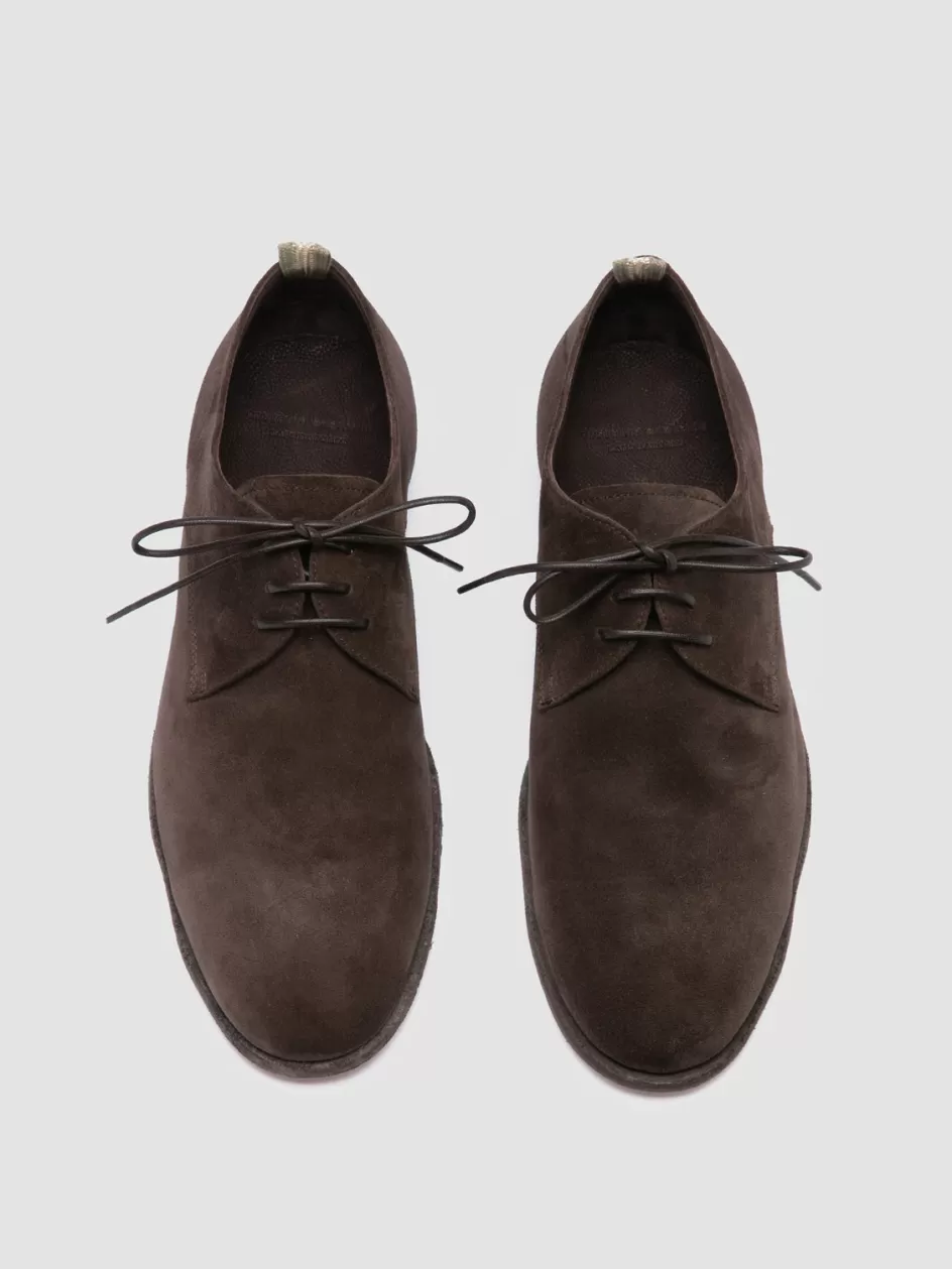 Officine Creative Suede Selection | Derbies>SOLITUDE 002 - Brown Suede Derby Shoes TESTA DI MORO