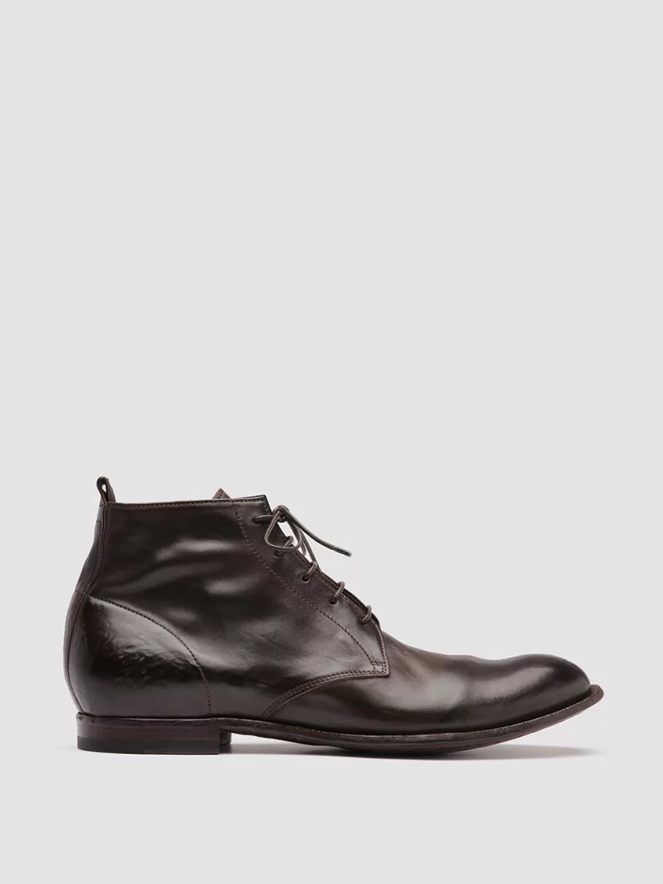 Officine Creative Icons | Ankle Boots>STEREO 004 - Brown Leather Ankle Boots TESTA DI MORO