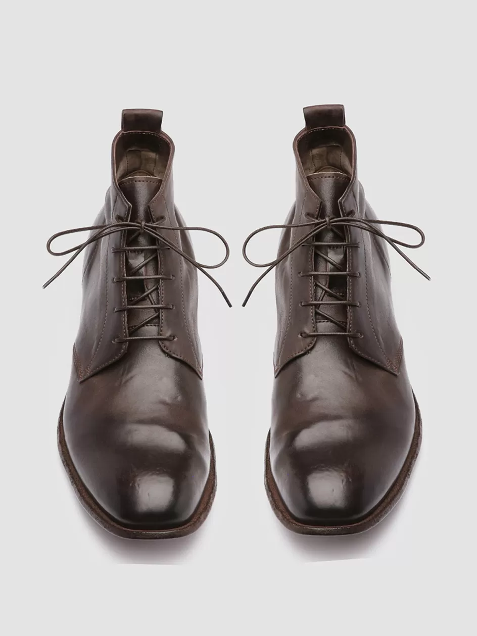 Officine Creative Icons | Ankle Boots>STEREO 004 - Brown Leather Ankle Boots TESTA DI MORO