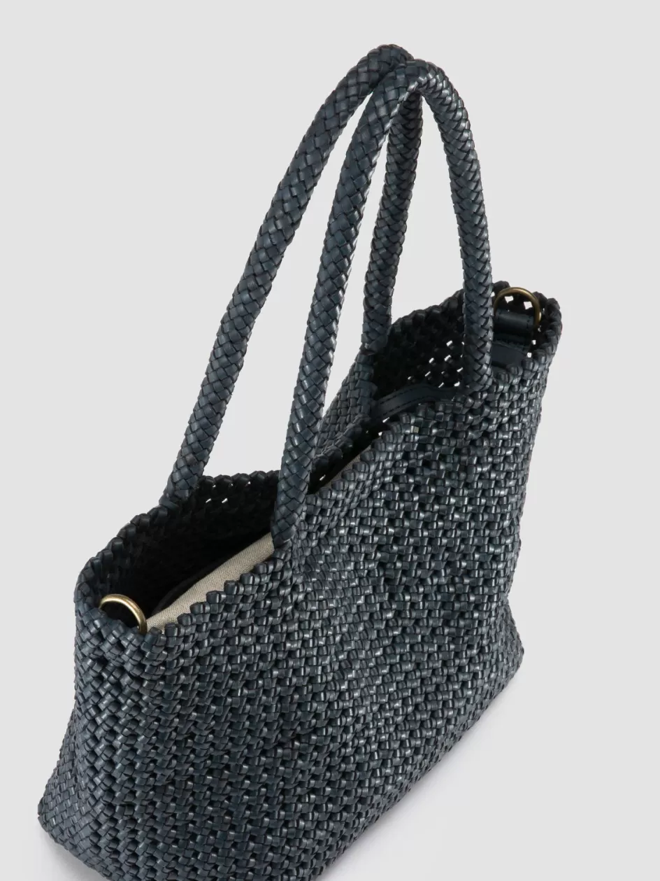 Officine Creative Bags | Woven Leather Selection>SUSAN 009 - Woven Leather Shoulder Bag BLUE