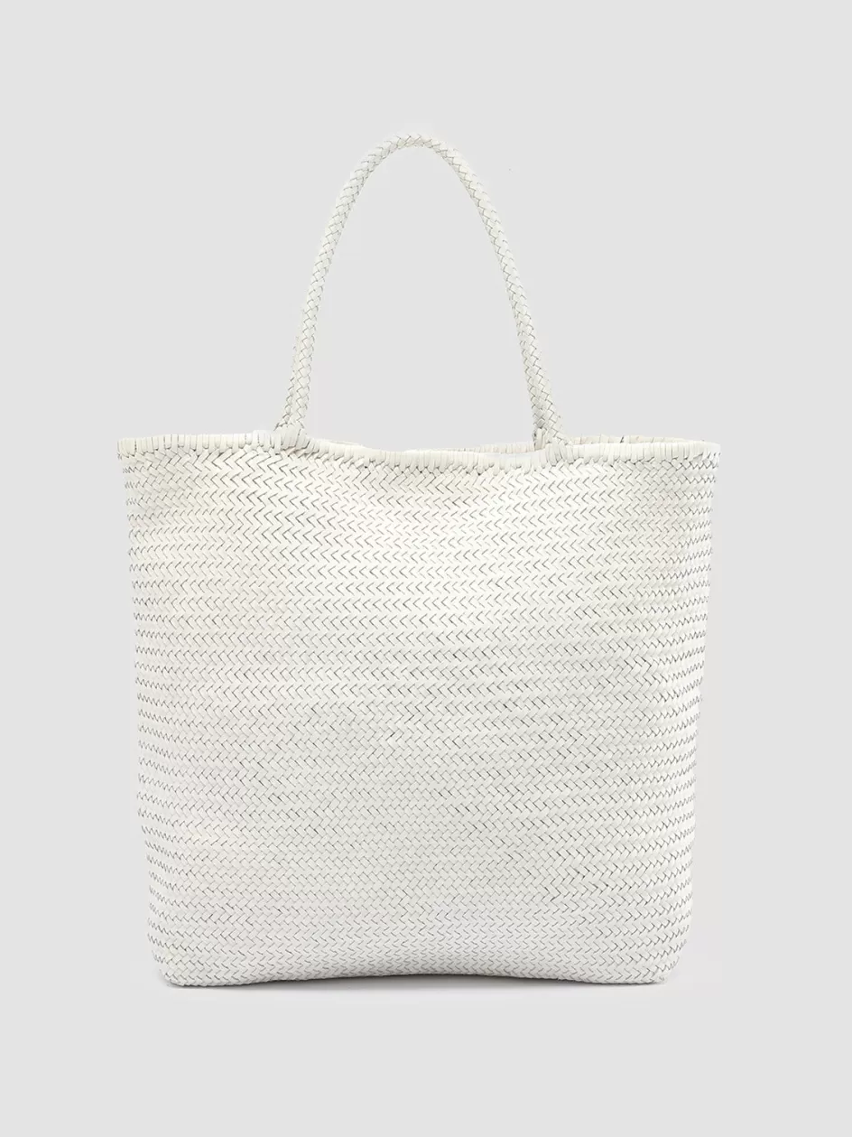 Officine Creative Bags>SUSAN 01 Woven - White Leather Tote Bag OFF WHITE