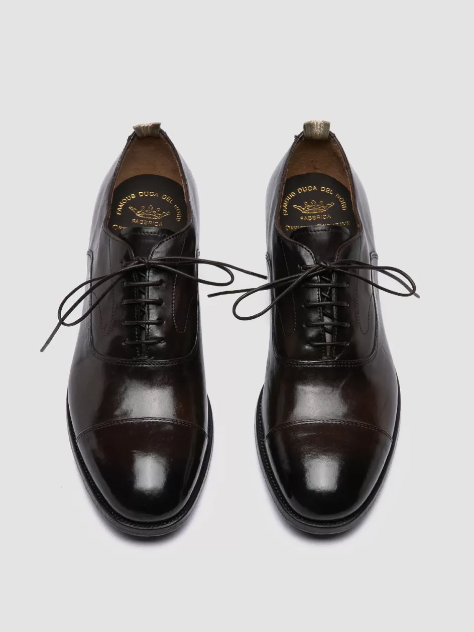 Officine Creative Oxfords | Formal Shoes>VANDERBILT CAOU 011 - Brown Leather Oxford Shoes DARK BROWN