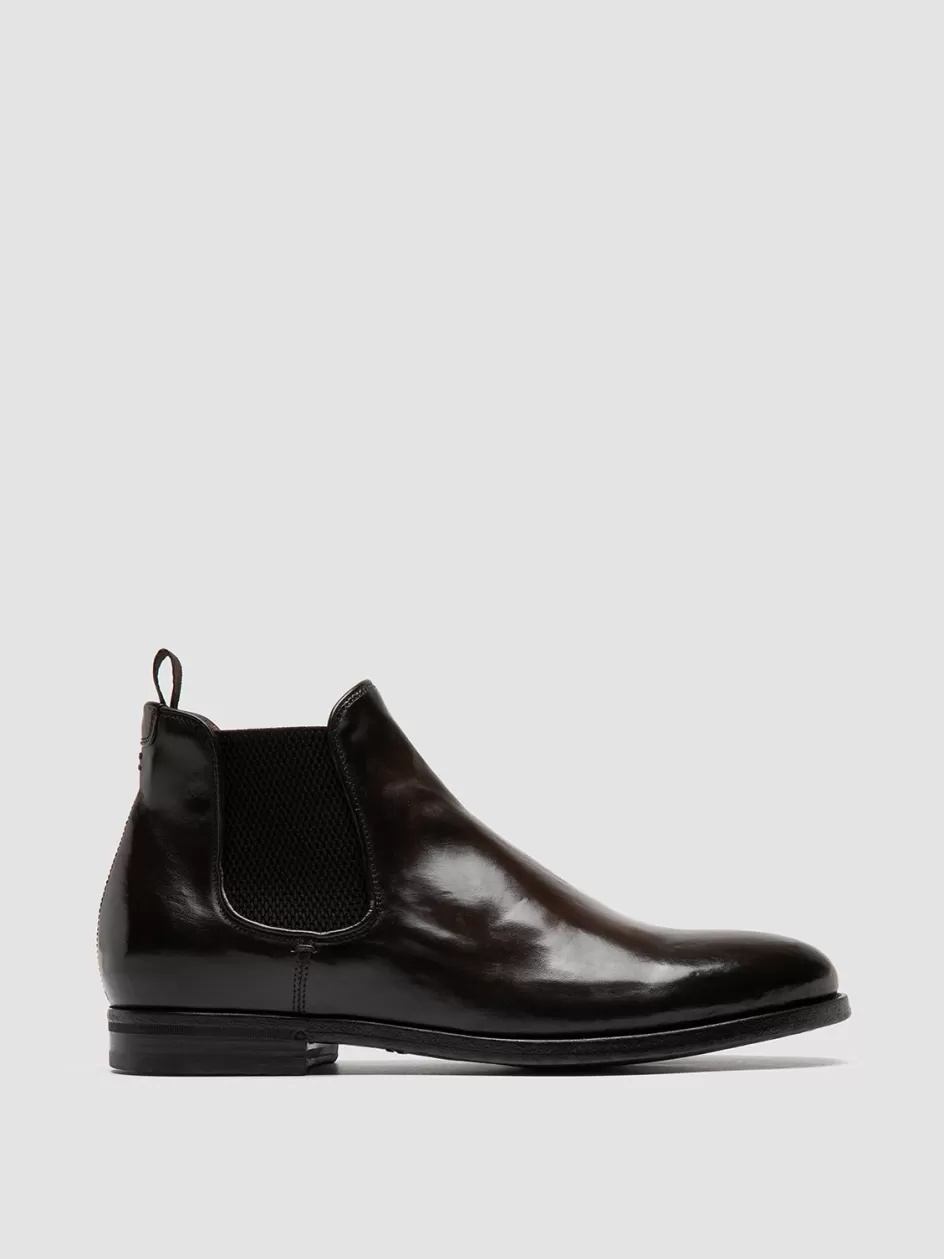 Officine Creative Ankle Boots>VANDERBILT CAOU 012 - Leather Boots DARK BROWN