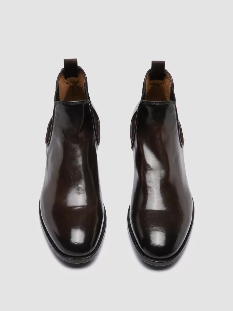 Officine Creative Ankle Boots>VANDERBILT CAOU 012 - Leather Boots DARK BROWN