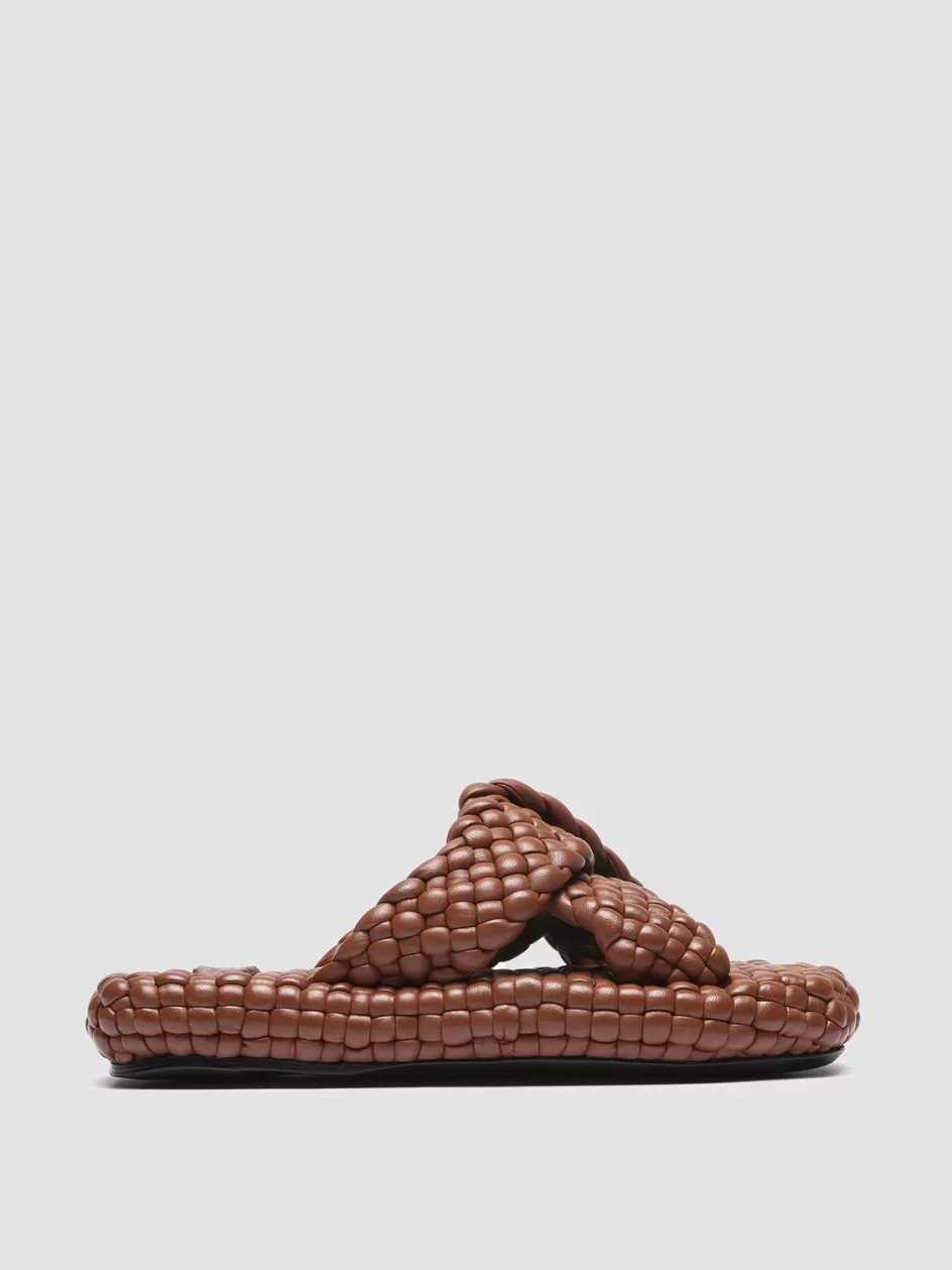 Officine Creative Sandals>WILLOW 001 - Brown Leather Sandals RHUM