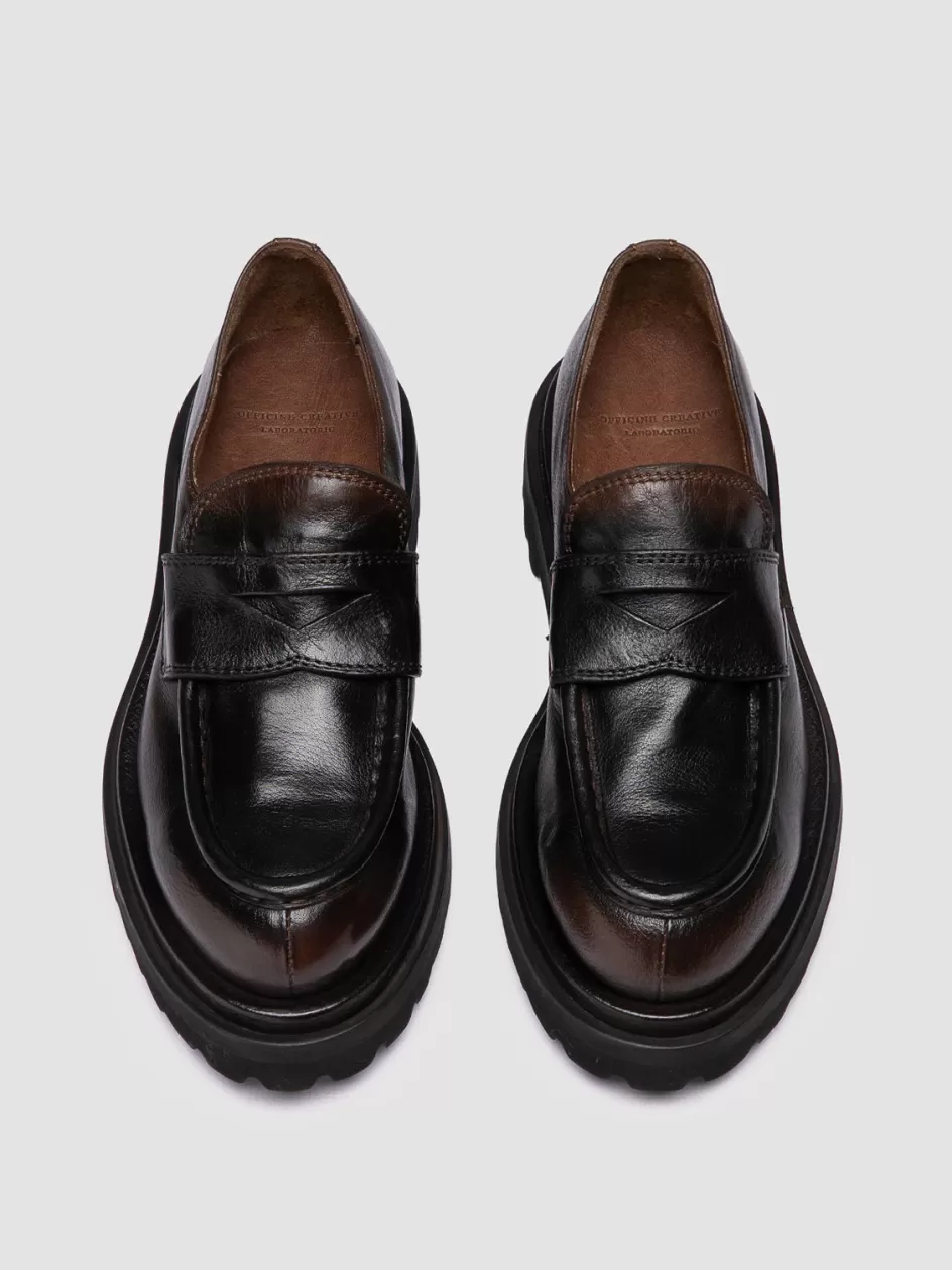 Officine Creative Loafers>WISAL DD 101 - Leather Loafers BROWN